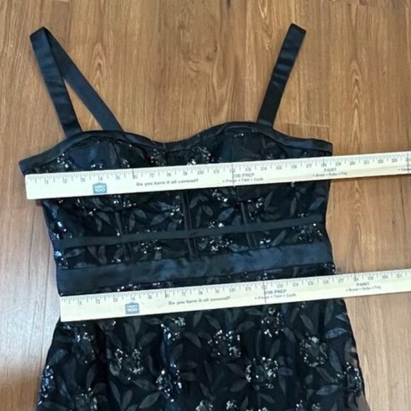 Blondie Nites Black Sequin Floral A-Line Formal Dress Gown Size 17 - Picture 6 of 14